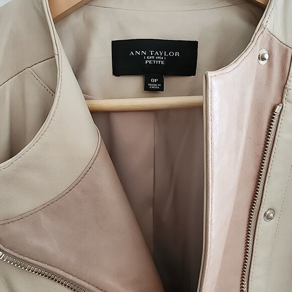 Ann Taylor 100% Leather Vintage Moto Jacket 0 Petite - Picture 5 of 6